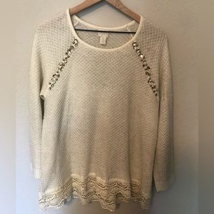 𝅺Chico's Zazzly Stone Ivory Sweater In Size 2